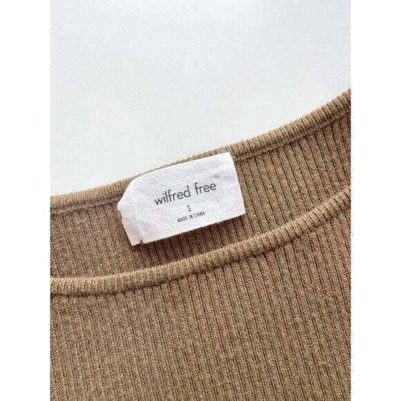 Aritzia WILFRED FREE Olive Cut-Out Rib Knit Long Sleeve Bodycon Dress, Size S - Picture 10 of 16